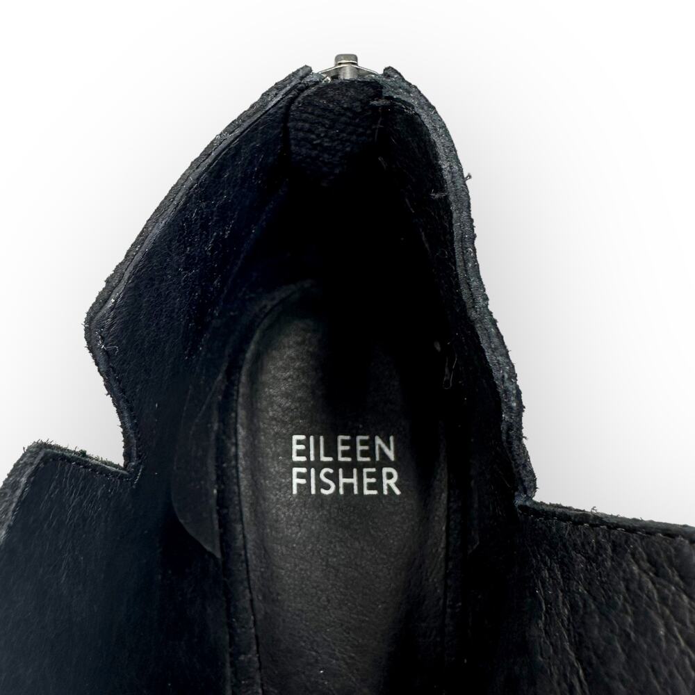 Eileen Fisher Fallon Peep Toe Lace Up Booties Women's Size 8 Black Suede 5838517 - Picture 8 of 11